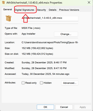 .msix File Properties